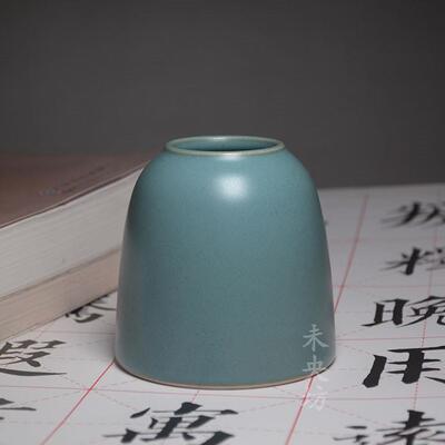 高档文房景小水盂丞陶瓷笔洗书法画国水水滴 砚台磨墨调盘加水德
