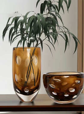 餐厅插花售楼部摆件极裂纹器现代客厅琉璃白色花瓶茶几玄关花简