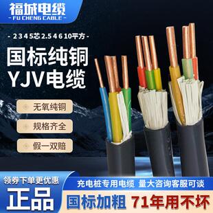 国标yjv铜芯电缆线充电桩专用2/3/4/5芯2.5/4/6/10平方三相四线
