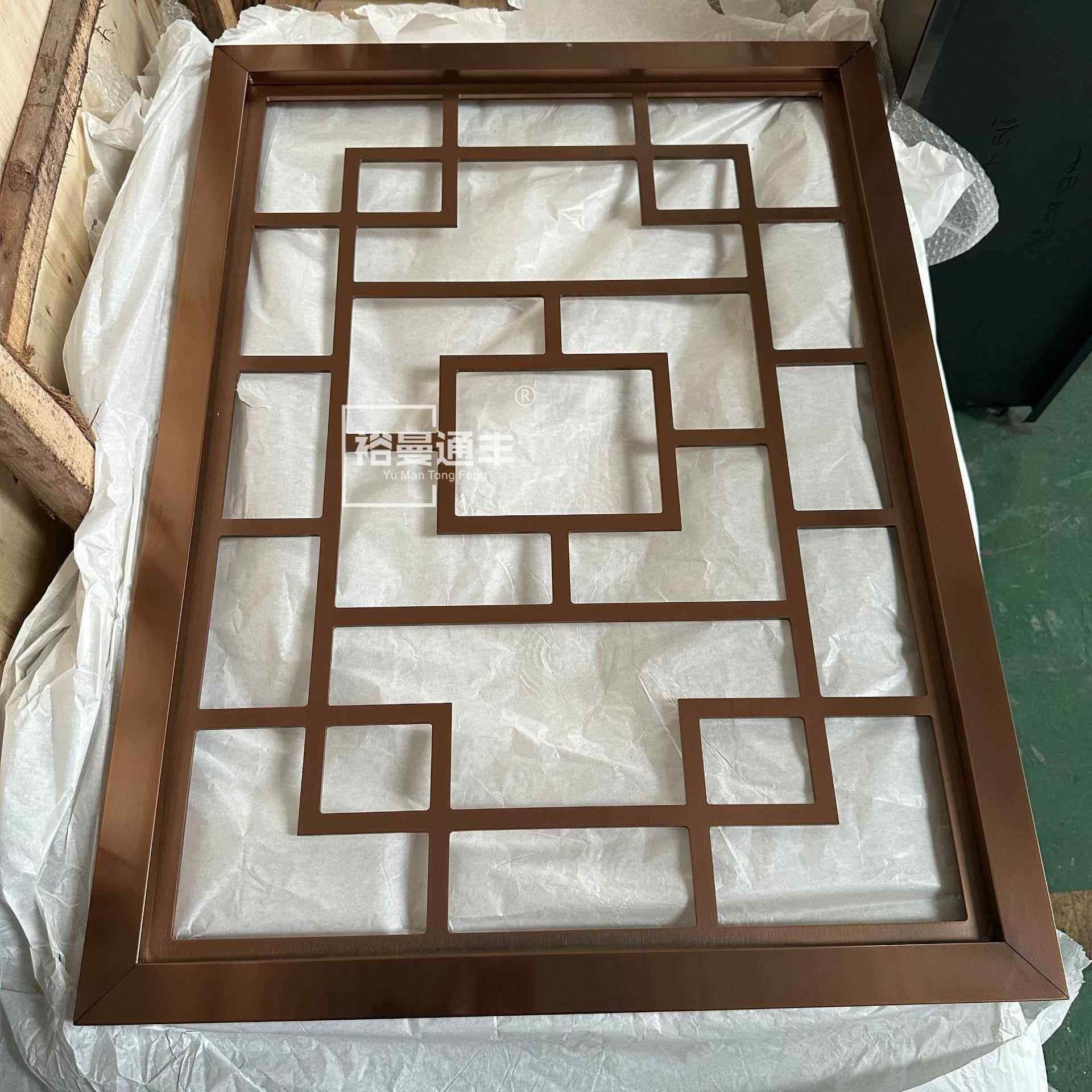 中式不锈钢仿古窗花四合院防盗窗金属格栅别墅院子隔断金属栏栅图片