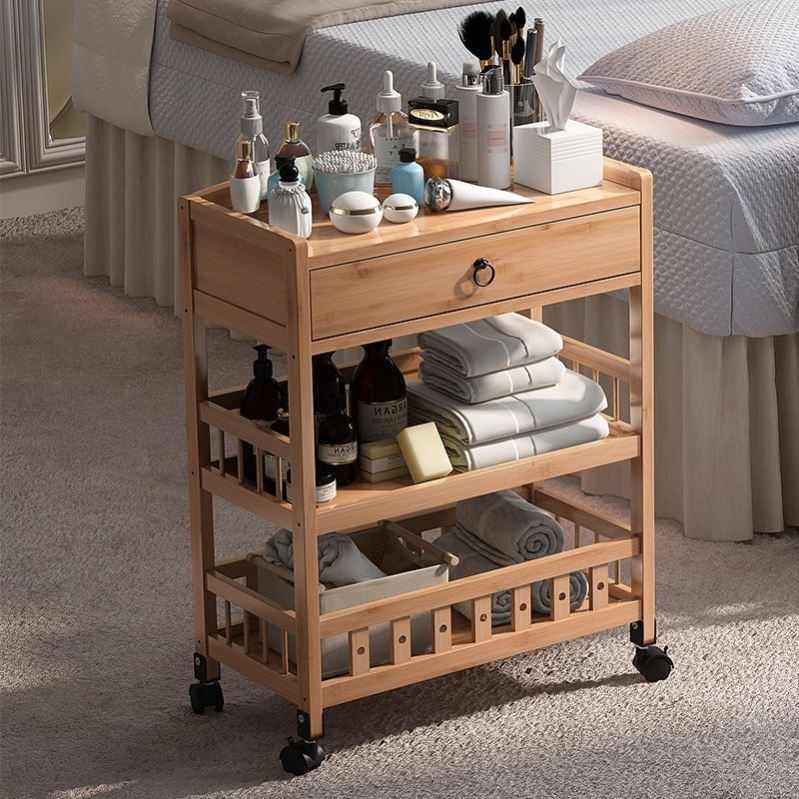 竹木美容推车美容院小推车工具车茶柜茶水柜家用靠墙茶水台置物架