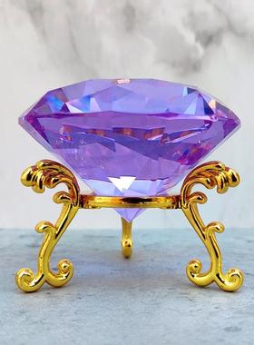 纯手工制作创意粉色水晶玻璃钻石支架饰品客厅柜台桌面装饰摄影道