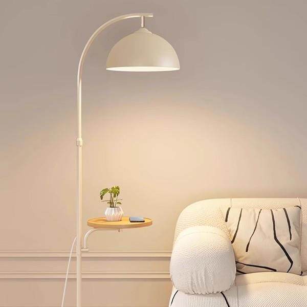 落地灯奶油风轻奢客厅沙发边氛围灯卧室床头柜茶几置物架一体灯具