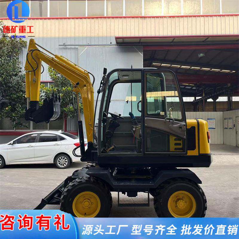 中小型轮式挖掘机轮挖40型号轮胎式农用工程钩机80挖土机抓木机