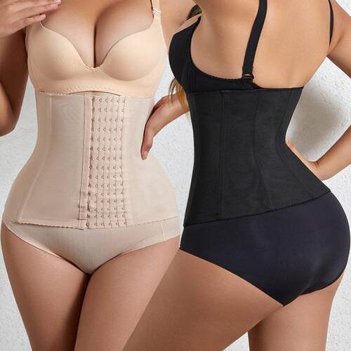Women Color Hook Eye Closure Waist Adjustable Tummy Control