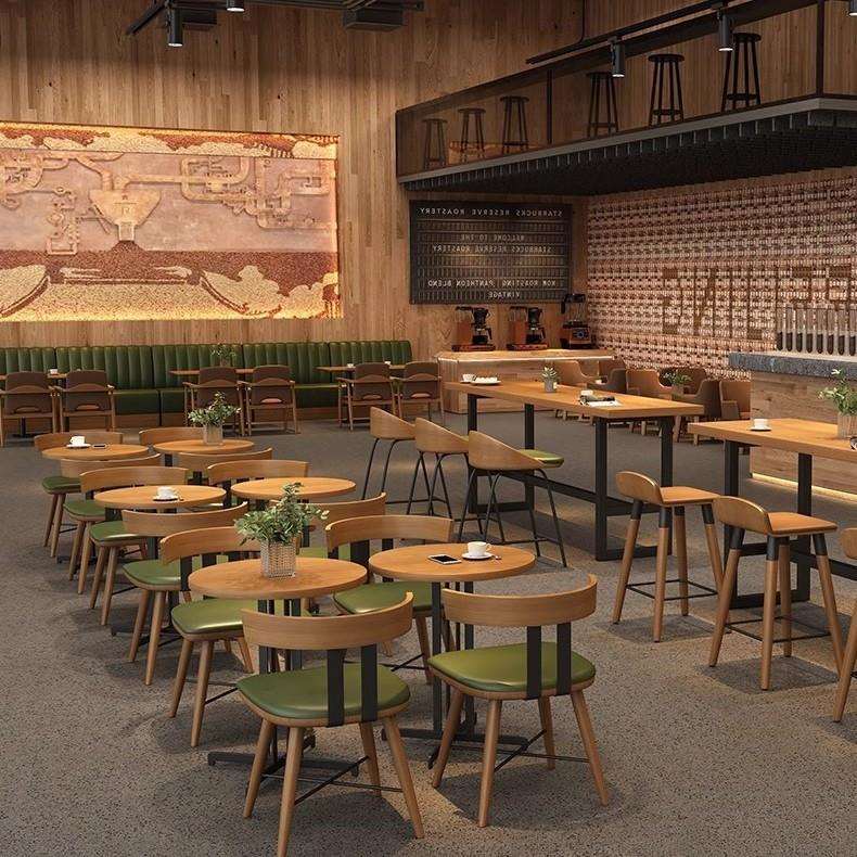 咖啡厅奶茶店扶手桌椅组合音乐餐厅西餐厅料理店餐厅靠墙卡座沙发