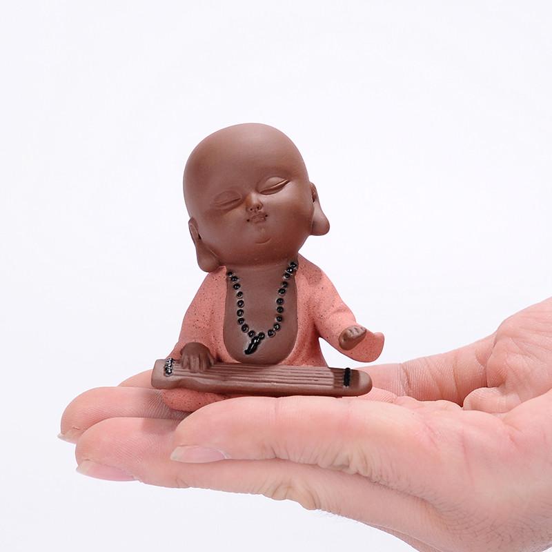 陶瓷多肉花盆装饰创意迷你精品小和尚紫砂园艺摆件琴棋书画小沙弥