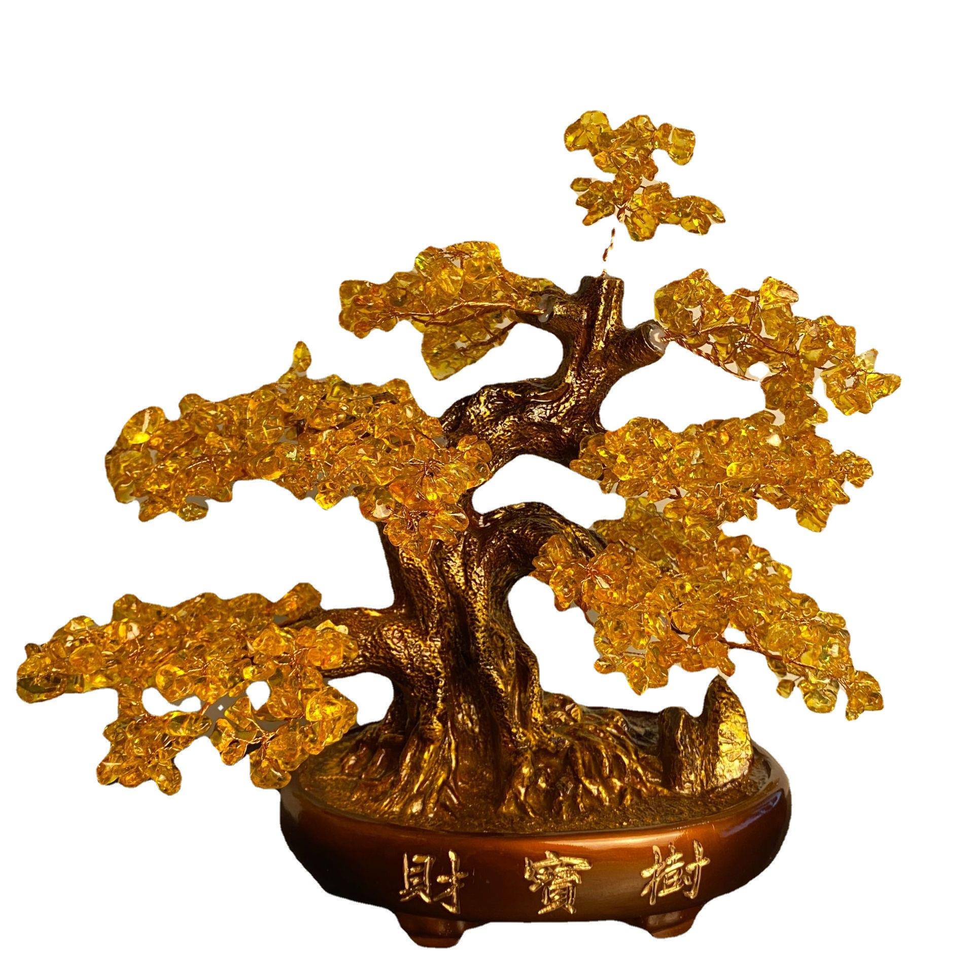 水晶招财树摇钱树花束半成品材料水晶礼品件配件水晶仿真花