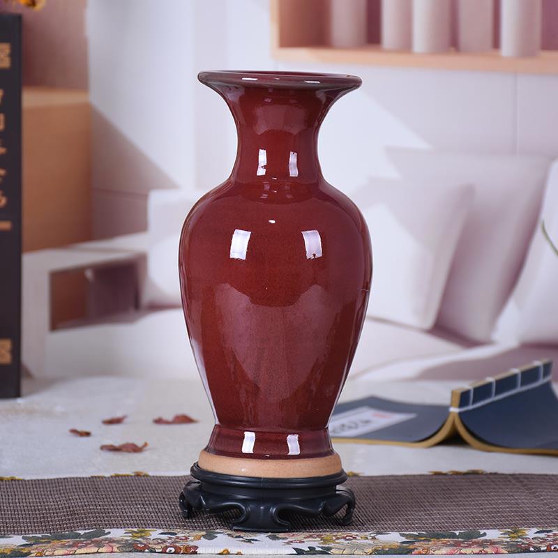 高档钧瓷餐中式家结居装饰品婚小花瓶摆件器客厅插花桌台面花创意