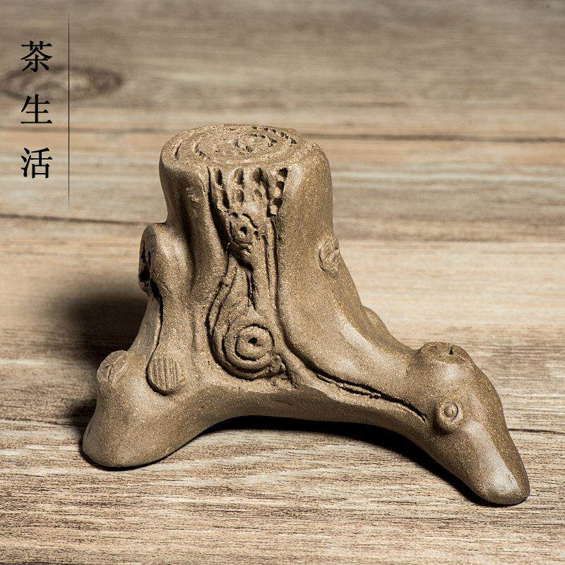 茶宠摆件精品紫砂彷真树桩盖托 托层架紫砂壶配件茶盘装饰功夫茶