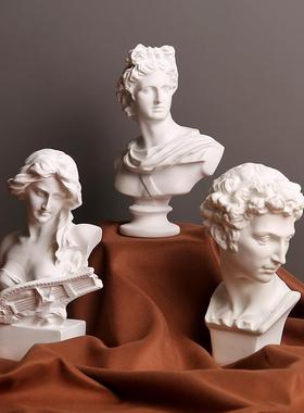 客厅柜子摆件高级感北欧希腊人物雕像树脂大卫琴女美术画室素描写
