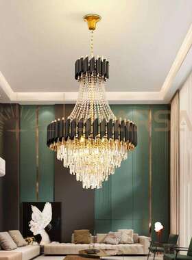轻奢式楼客YQ8915厅水大楼吊晶灯别墅公寓复中空楼中跃层楼梯长水