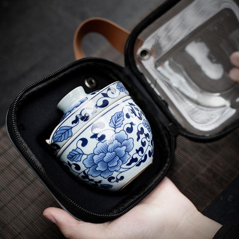 复古青花瓷旅行茶具套装便携快客杯一壶一杯办公室单人泡茶壶茶杯