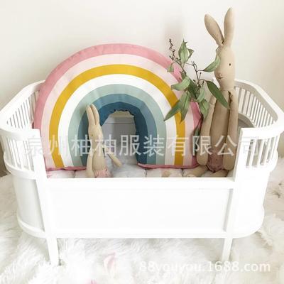 ins新款现货甜美单品抱枕超柔软彩虹抱枕靠枕宝宝玩具家居装饰
