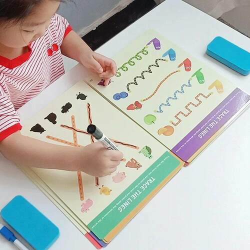 Montessori Kids Toys Drawing Tablet DIY Color Shape Math Mat