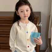 衣服女童百搭纯色秋装 儿童针织外套春秋季 开衫 童装 上衣 女宝宝韩版