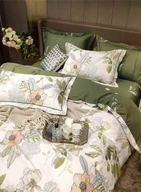 小清新床品绿色四件米套棉床单棉1.AGJ全8纯双人床2被套
