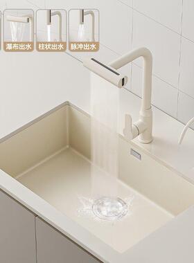 304米黄色加厚不锈钢水槽单槽厨房洗菜盆洗碗池嵌入式台下盆单槽