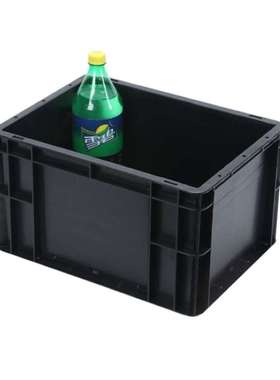 越越尚黑色周转箱400*300*230mm长方形塑料零件盒子方盘带盖物流