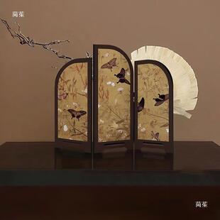 &$装 桌家居边柜玄关饰摆品 茶tlzn$ 中古风墨竹屏小风桌面件新中式