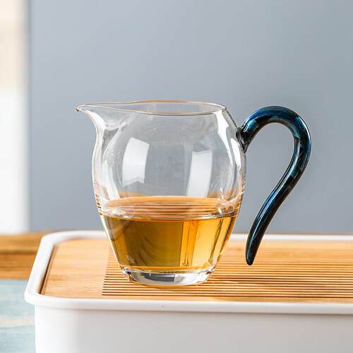 卓音大漆草堂公杯加厚耐热玻璃茶海分茶器配件手作彩把公道