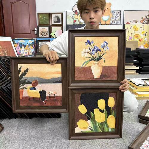 法式植物风景花卉装饰画餐厅客厅卧室复古高级感三联4040三联P028