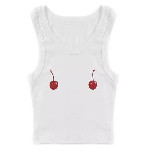 Women's Summer Cherry Print Sexy Tight-Fitting Tank Top