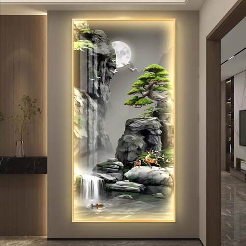 流水生财LED灯画过道走廊壁画入户玄关装饰画现代简约挂画