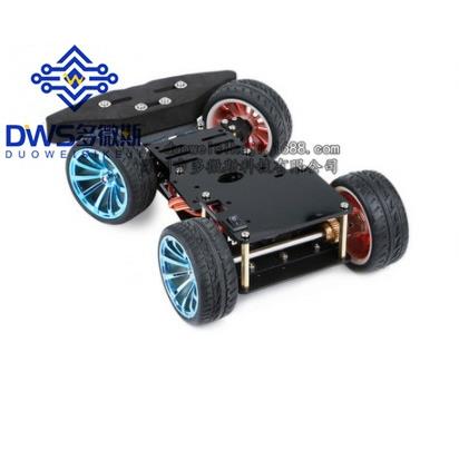 金属底盘智能车 舵机转向 4wd小车后驱 金属电机 PS2控制