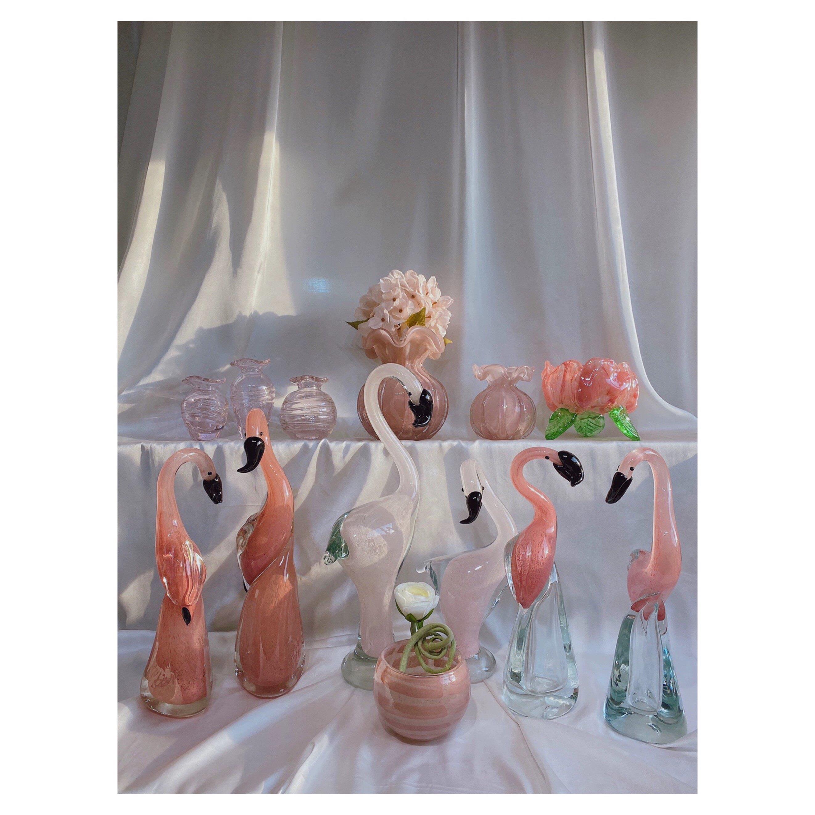 粉色琉璃花瓶合集中古琉璃手工花瓶现代简约家居好物卧室客厅摆件