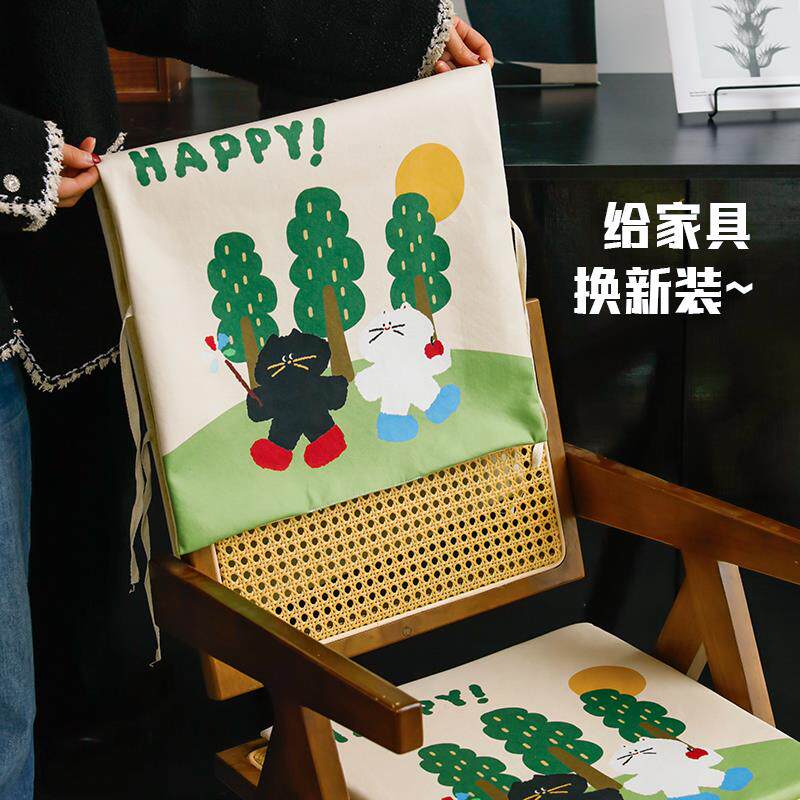 绑带椅垫现代简约家用饭店可拆卸餐椅套靠背垫加棉加厚防滑坐垫套