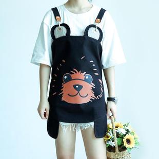 新款 定制log美o家用厨房餐厅奶布茶店烘焙帆男女术作 围裙卡通时尚