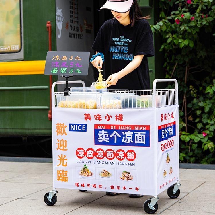 摆摊小推车寿司三明治冰粉车可折叠移动架子小吃出摊货架花车