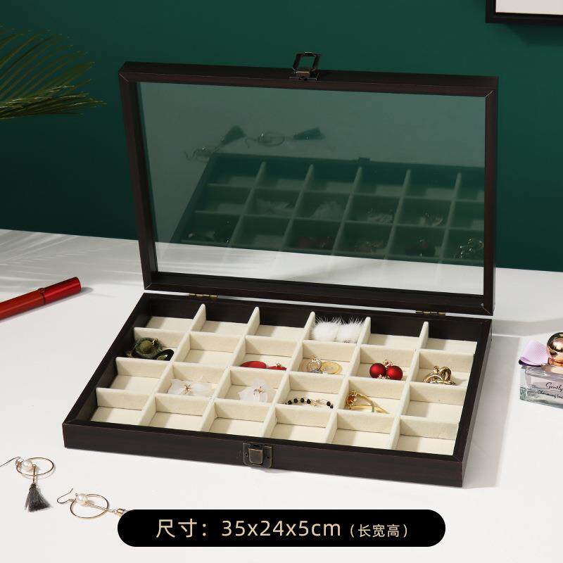 新款花戒梨首看货盘指耳针手镯饰耳环饰木品直播展示盒收纳盒陈列