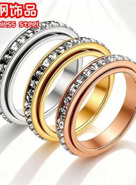 Rotatable Anxiety Ring with Cz Gemstone Unisex Stress Relief