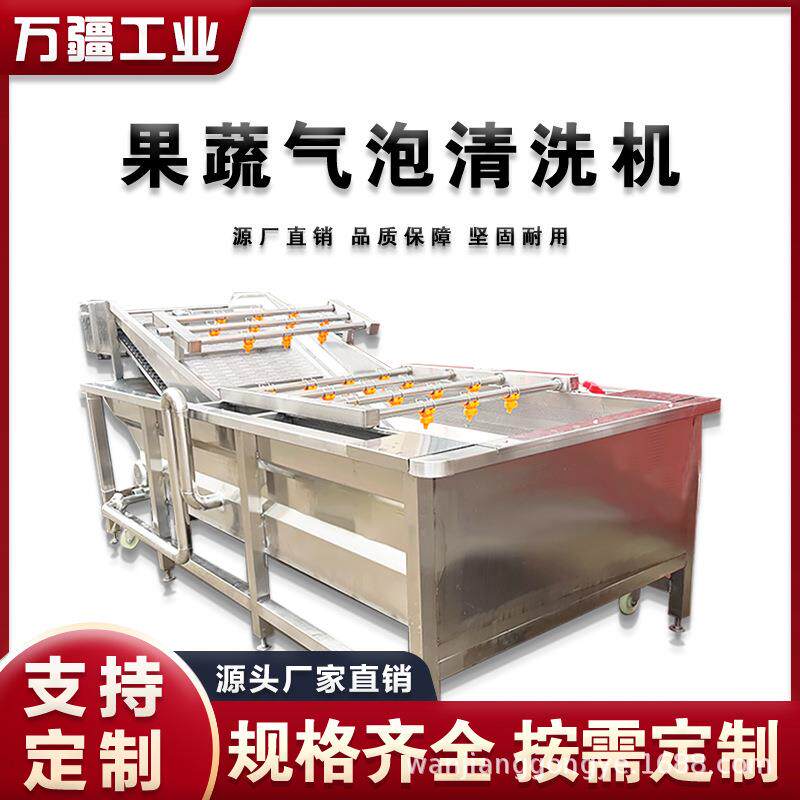 自动化水果臭氧气泡清洗机柑橘脐橙清洗打蜡设备草莓清洗机商用