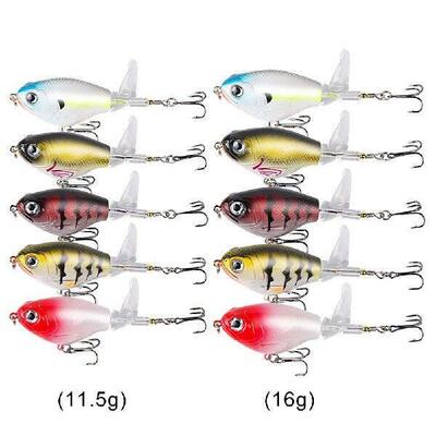 5pcs Whopper Popper Fishing Lures Rotating Propeller