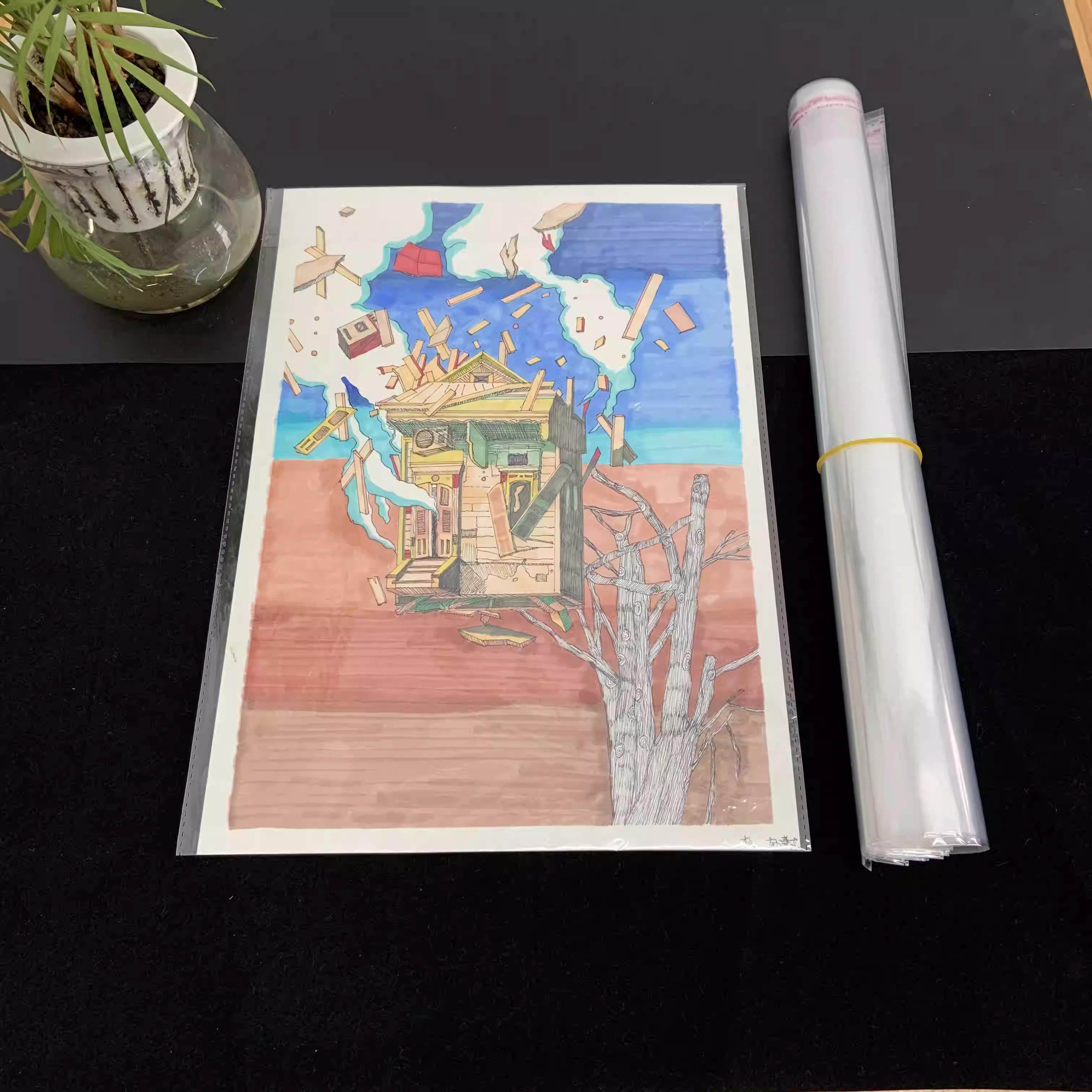 美术作品保护膜拼图海报奖状报纸自封袋儿童素描绘画纸透明收纳膜