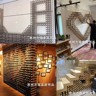 红酒架定制创意格子葡萄酒收纳架子酒窖酒庄木加铁可拼接酒架