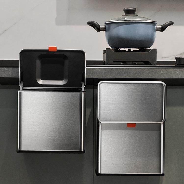 不锈钢厨房垃圾桶带盖家用2026新款壁挂卫生间厕所厨余挂式收纳筒