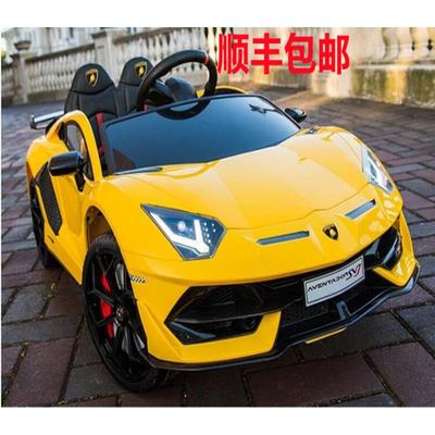 正品博兰车基尼双座儿童电动车遥控小孩四轮汽宝宝可坐人电玩具车