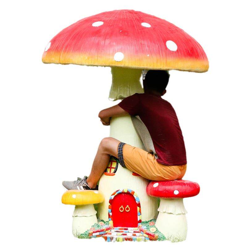 仿真蘑菇雕塑户外别墅庭院花园植物幼儿园草坪园林景观装饰摆件玻