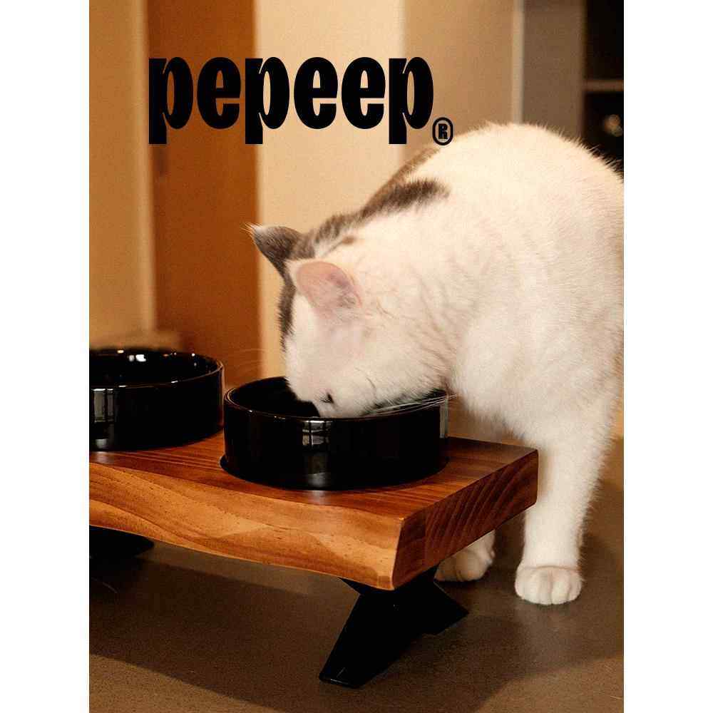 pepeep宠物彩色陶瓷碗猫狗通用防黑下巴易清洗适配pepeep餐桌