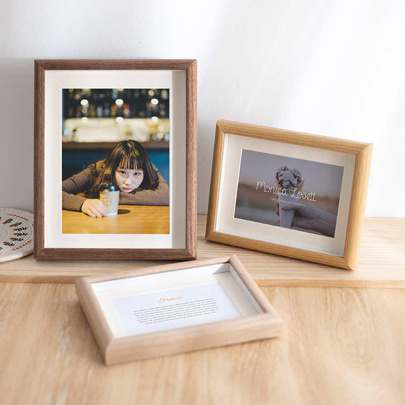 定制中空立体木质相框钢化玻璃摆台批发678寸A4a3挂墙工厂直销