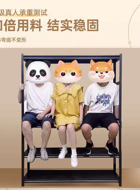 家用货架钢制绿色置物架落地多层储藏间阳台杂物收纳架超市展示架