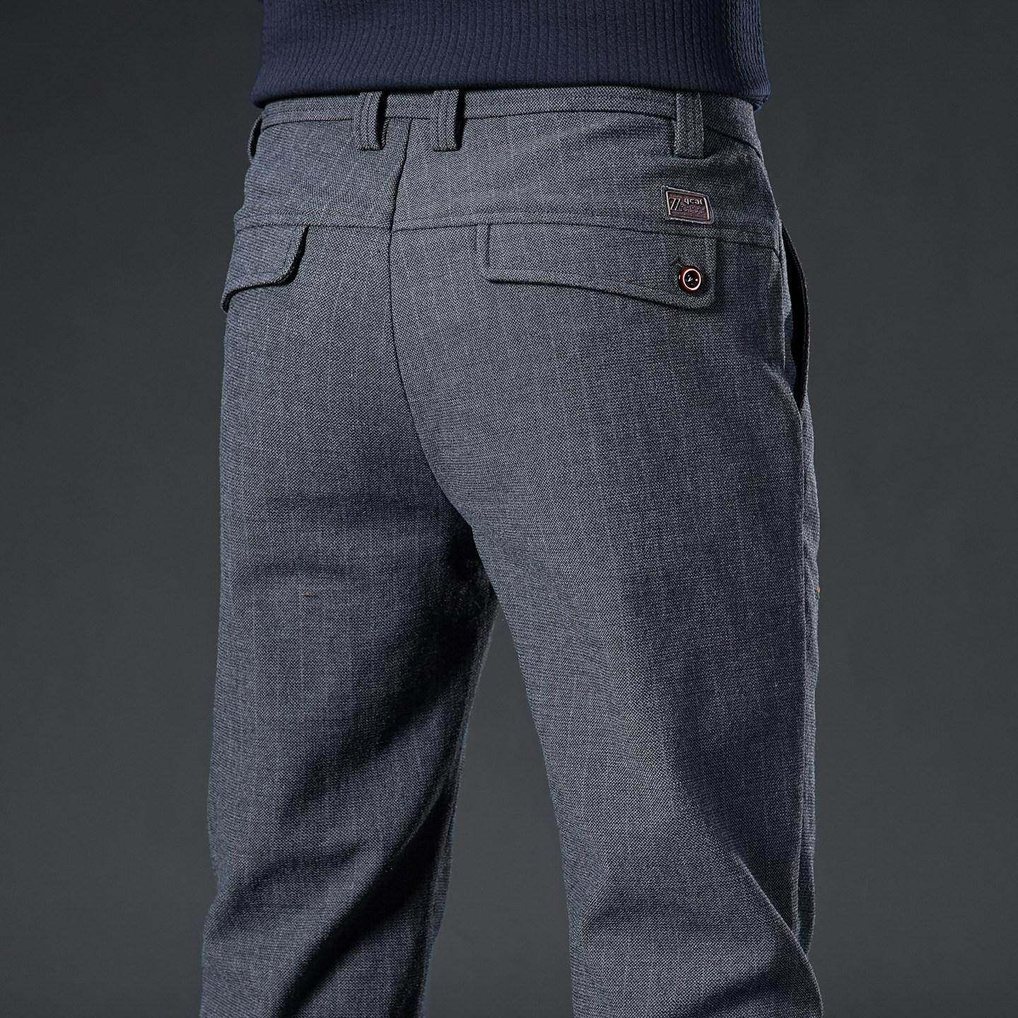 香港高端银丝黑休闲裤男款春秋款修身直筒2025新款弹力商务长裤子