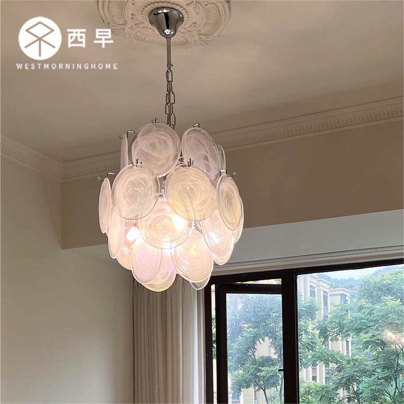 西早新款意大利murano手工玻璃饭厅吊灯法式中古覆古客厅卧室灯具