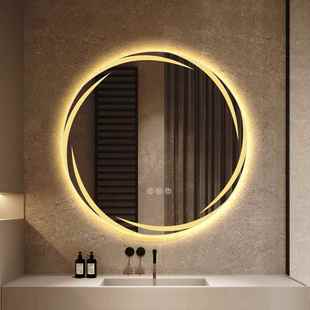 家源头工浴厂智能室镜圆形led灯旋花YX-YSJ艺发光圆镜子创舒意术