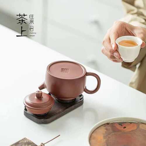 三一堂黑檀木晾壶架实木盖置磁吸壶承托茶壶架紫砂壶配件茶道零配