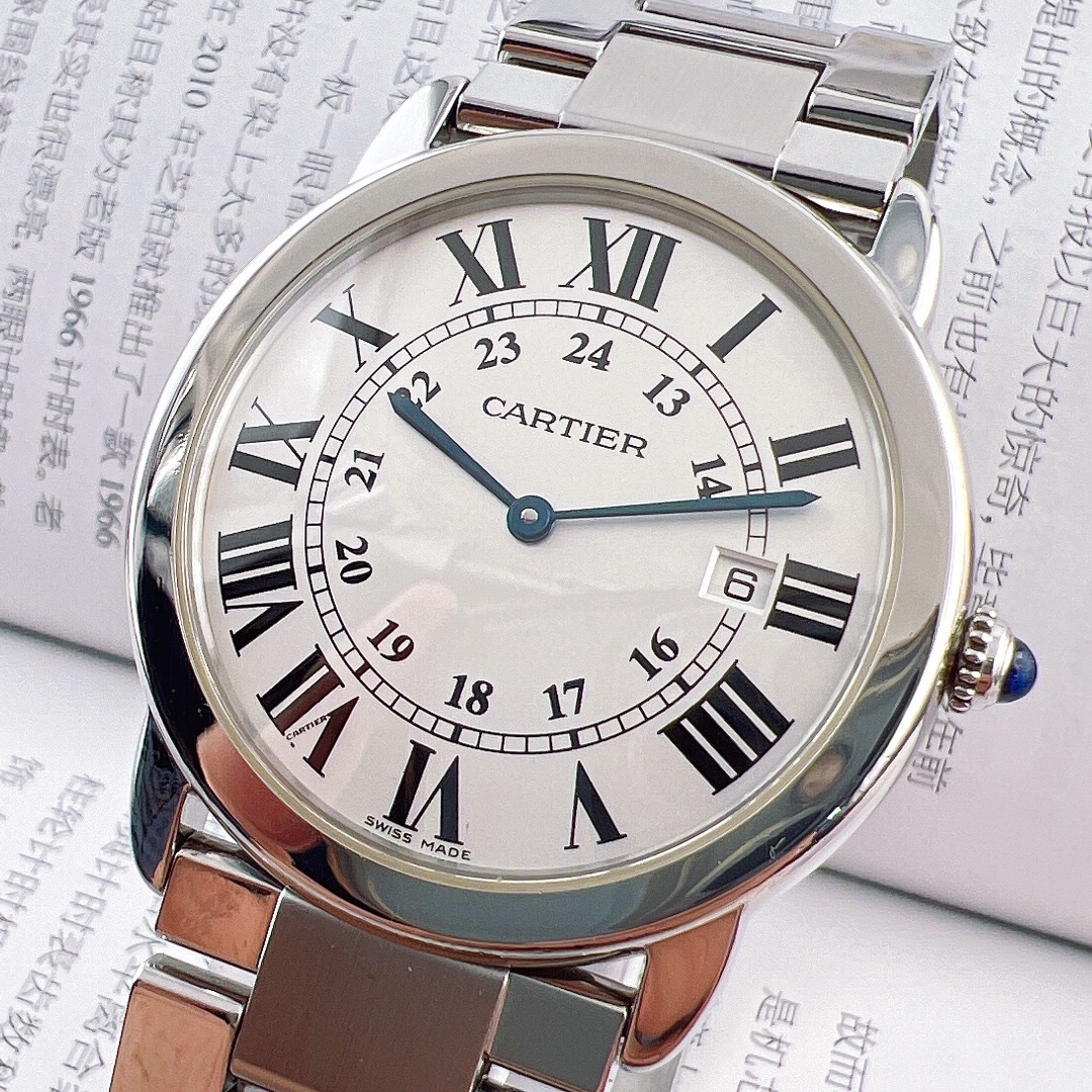 [9.8新]卡地亚腕表SOLO系列W6701005日历石英女士手表表径36mm